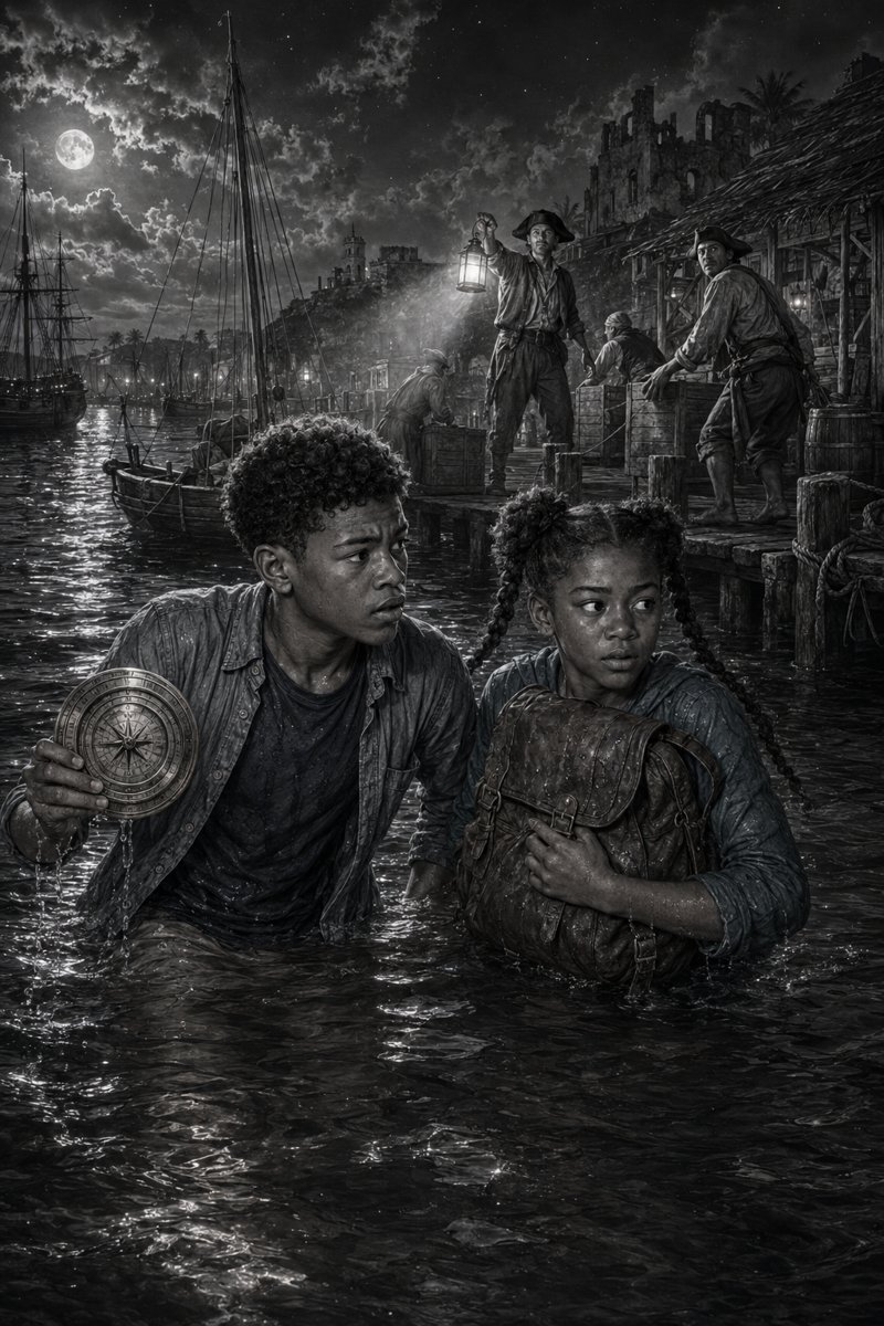Micah and Amara in the dark waters of Nassau Harbour